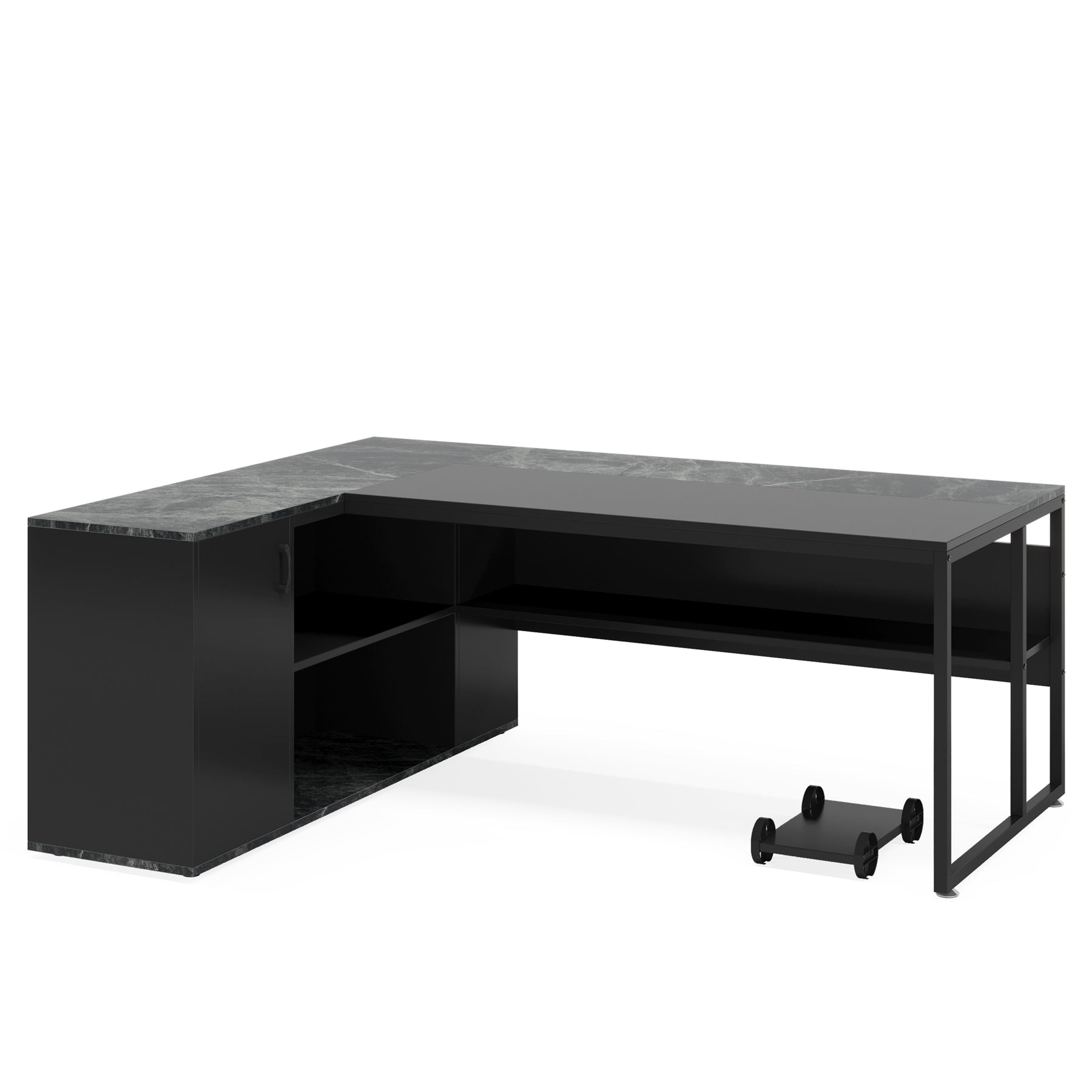 71" Executive L Shaped Computer Desk with Cabinet
